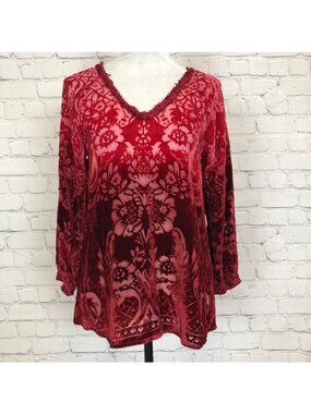 Sundance Velvet Burnout Sentimenal Mood Top Size XS Red Ombre